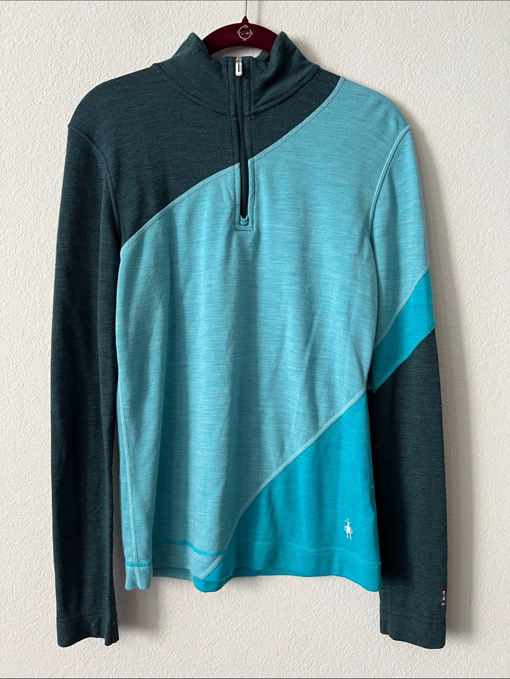 Women's Merino 250 Base Layer Colorblock 1/4 Zip in the Ocean Abyss Heather